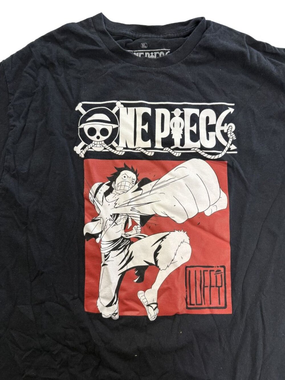 One Piece Luffy Graphic T-Shirt Black XL Ripple Junction 100% Cotton Anime Tee